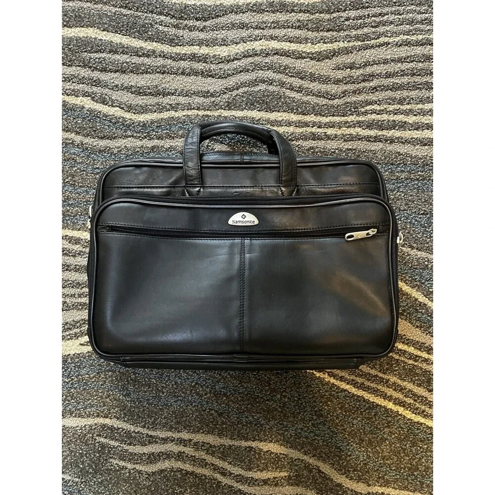 Samsonite Executive Black Leather 15” Laptop Bag #921445 Heritage Industries